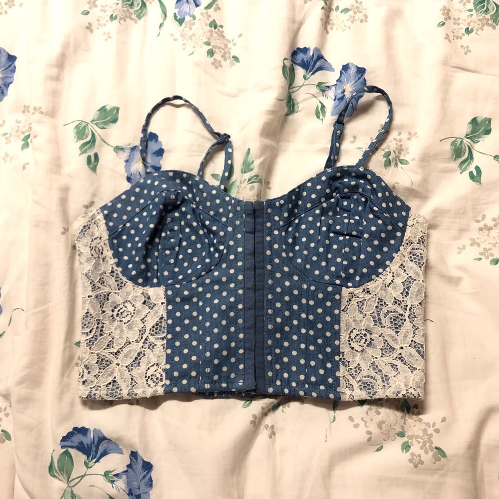 Denim blue lace bandeau